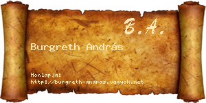 Burgreth András névjegykártya
